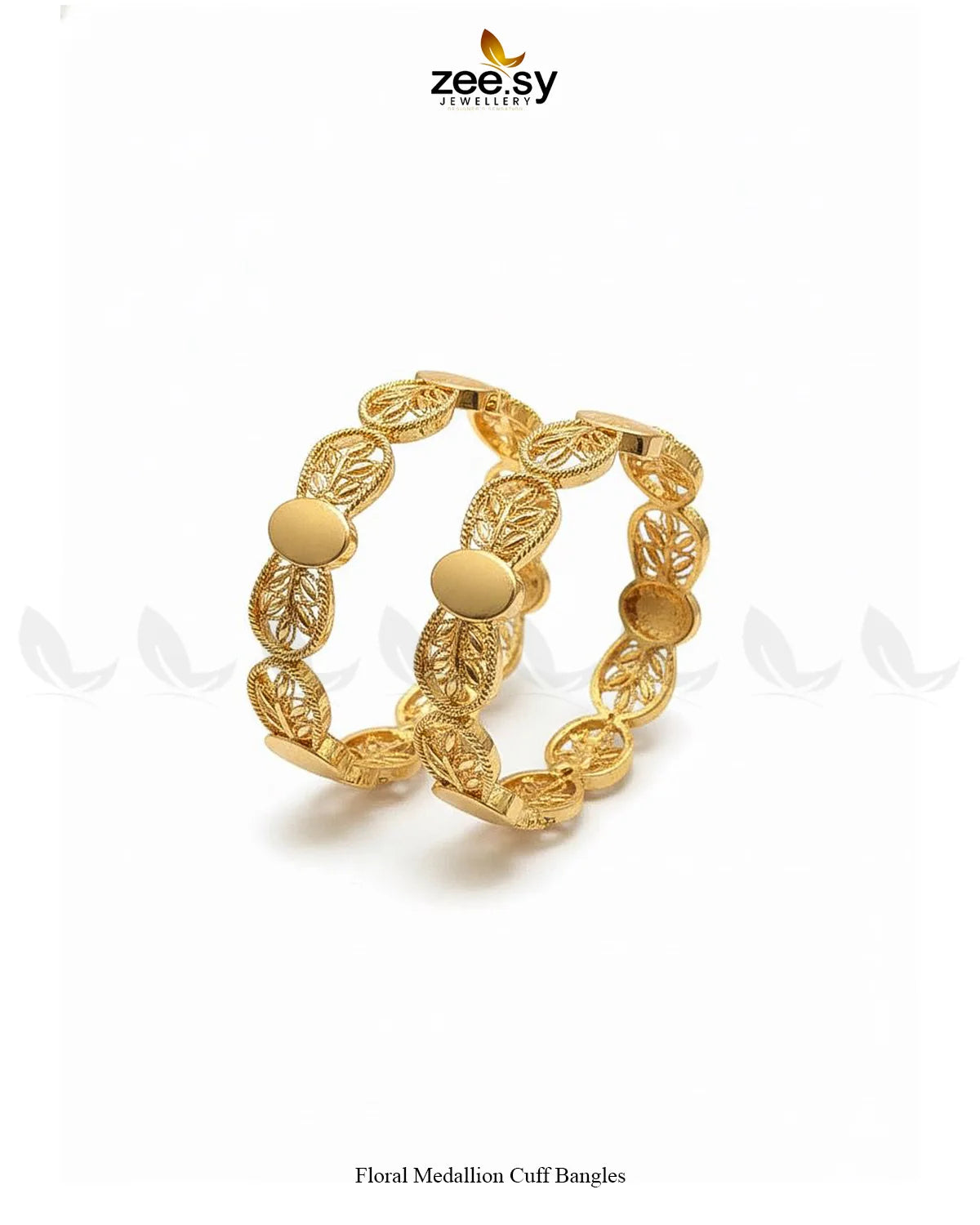 Floral Medallion Cuff Bangles - Zeesy Jewellery