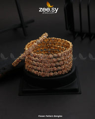 Flower Pettern Bangles Champagne - Zeesy Jewellery