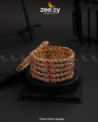 Flower Pettern Bangles Red - Zeesy Jewellery