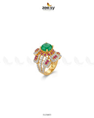 Zeesy-Flower Bold Stone Ring