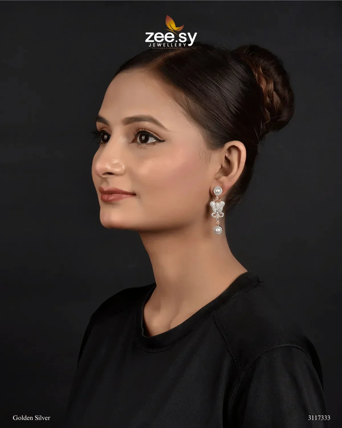 Flutura Earrings Golden Silver - Zeesy Jewellery