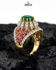 Zeesy-Forest Flora Dome Zirconia Ring