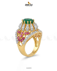 Zeesy-Forest Flora Dome Zirconia Ring