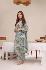 Feathers Unstitched 3 Piece Digital Printed Lawn Summer Suit-French Summer-FT259