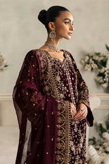 Celeste By Gulaal Unstitched 3 Piece Velvet Suit-Ember