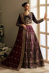 Celeste By Gulaal Unstitched 3 Piece Velvet Suit-Carmine