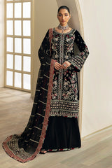 Celeste By Gulaal Unstitched 3 Piece Velvet Suit-Raven