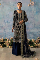 Celeste By Gulaal Unstitched 3 Piece Velvet Suit-Azure