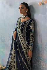 Celeste By Gulaal Unstitched 3 Piece Velvet Suit-Azure