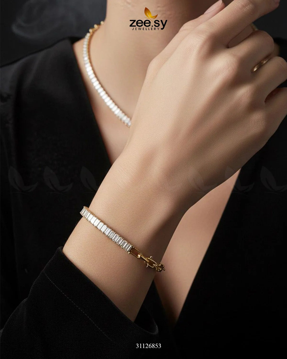 Sterling Baguette Chain Bracelet Set - Zeesy Jewellery