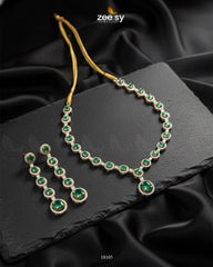 Freesia Necklace Set Golden Green - Zeesy Jewellery