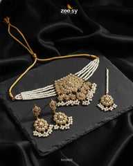 Compass Choker Set Golden White - Zeesy Jewellery
