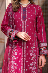 Kaavish By Farasha Unstitched 3 Piece Eid Festive Lawn Suit-01-Garnet Glam