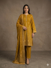 Abeera Exclusive Stitched 3 Piece Summer Jacquard Suit-J-11