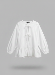 Urban Cut White Cotton Peplum Shirt
