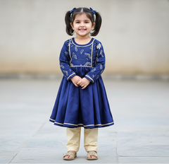 Hiba Fashion Navy Blue and Fawn 2 PC Silk suit (BFC-0027)