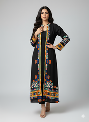 Brandlo PK Black Ethnic Print Long Shrug 2-Piece Set (YL 13)