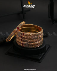 Gemstone Bangles Red - Zeesy Jewellery