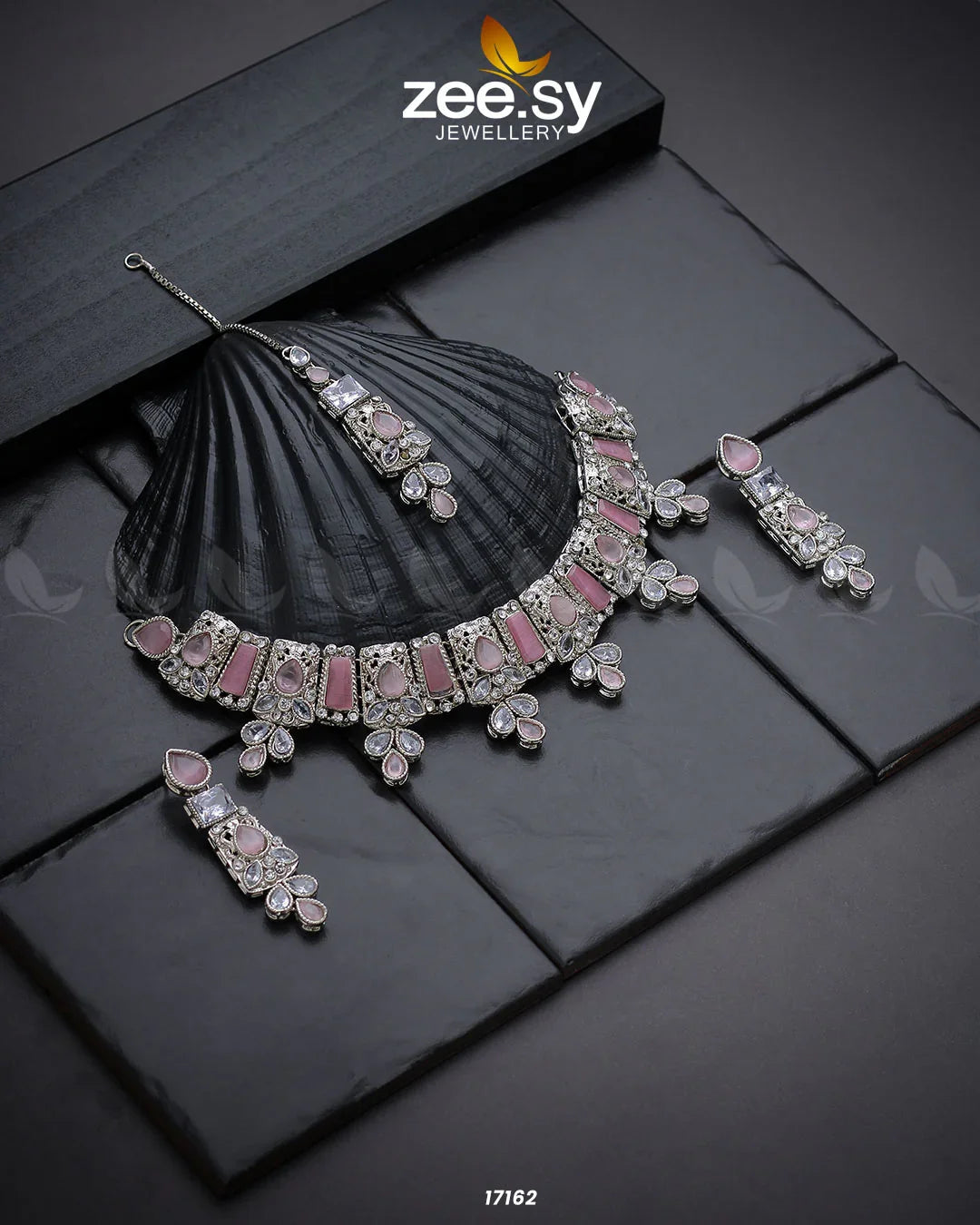 Gemstone Enchantment Necklace Silver pink - Zeesy Jewellery