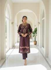 Dhanak By Dressline Unstitched 3 Piece luxury Emb Organza Collection'2025-dhanak-unstitched-royal-plum