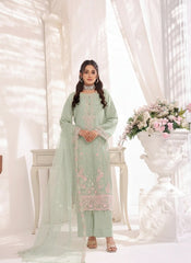Batul By Dressline Semi Stitched 3 Piece luxury Emb Chiffon Collection'2025-batul-semi-stitched-mint-pistachio
