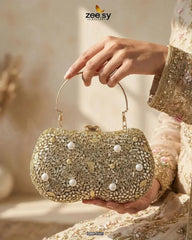 Gilded Embellished Kundan Clutch Bag