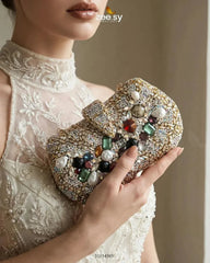 Gilded Embellished Kundan Clutch Bag