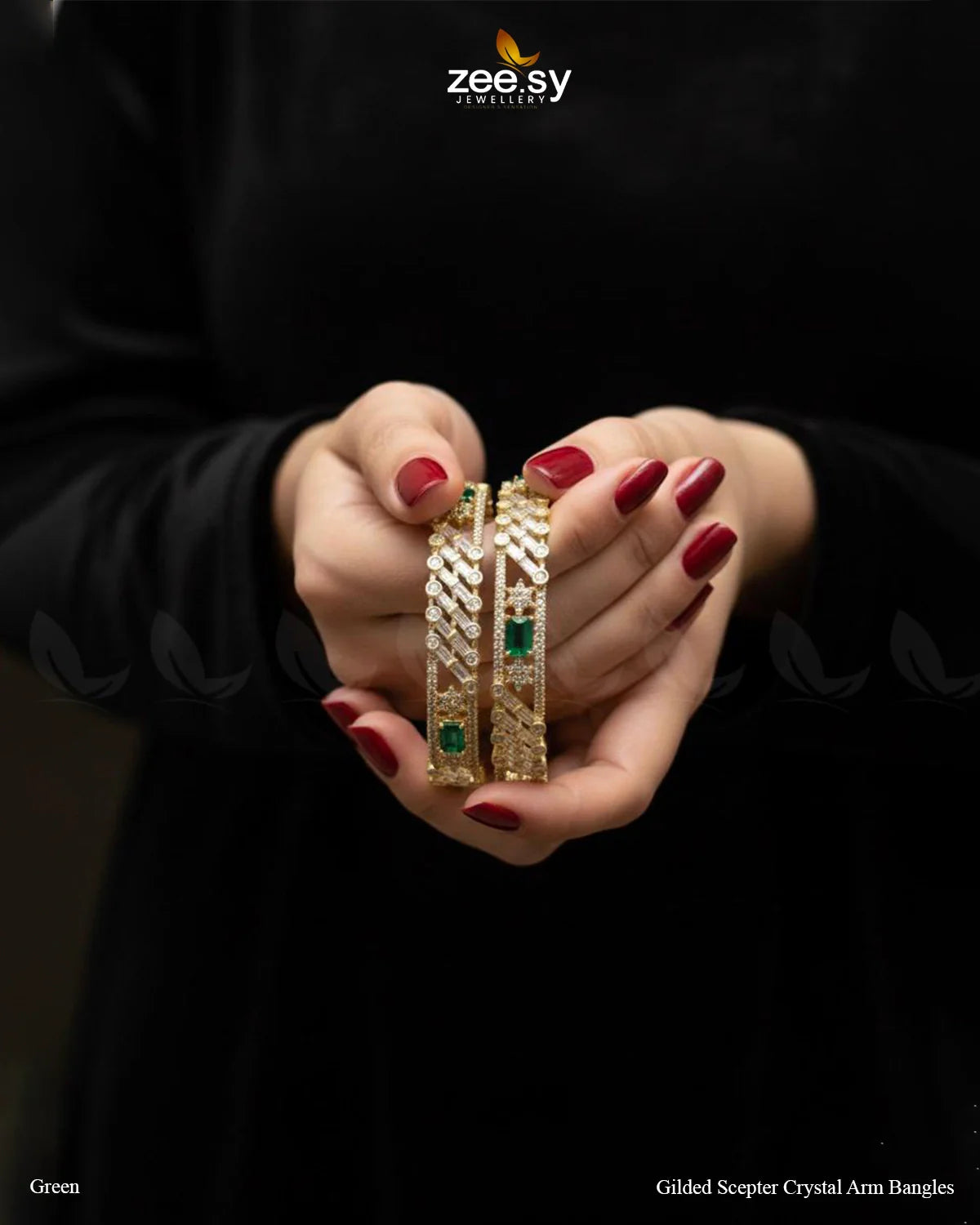 Gilded Scepter Crystal Arm Bangles - Zeesy Jewellery