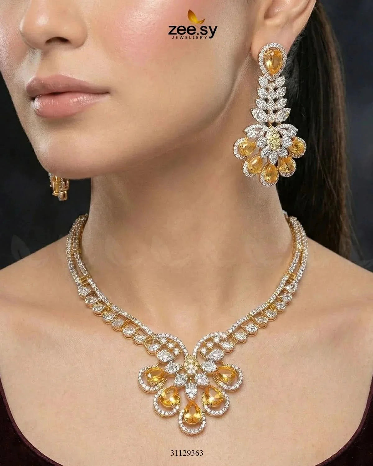 Glow Floral Zirconia Necklace Set
