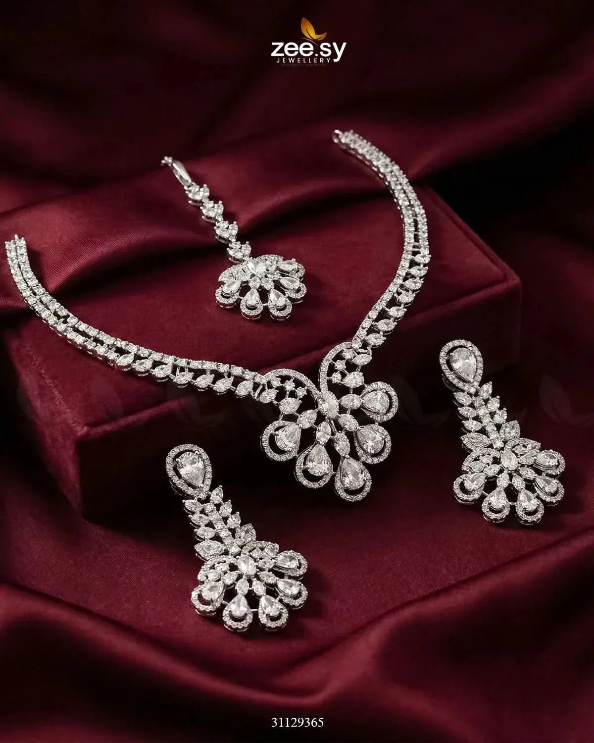 Glow Floral Zirconia Necklace Set
