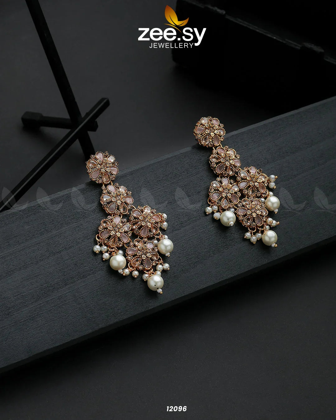Golden Orchid Elegance Earrings Mint Pink - Zeesy Jewellery
