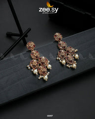 Golden Orchid Elegance Earrings Red - Zeesy Jewellery