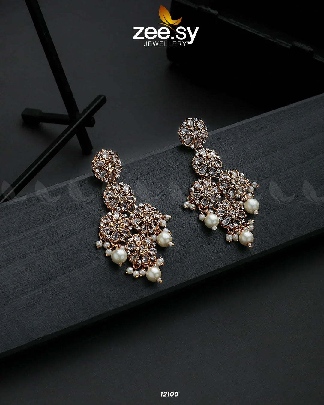 Golden Orchid Elegance Earrings White - Zeesy Jewellery