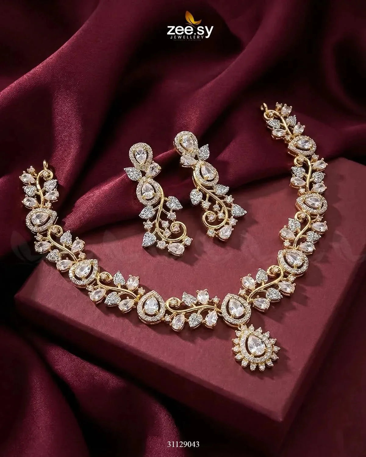 Golden Blossom Vine Necklace Set