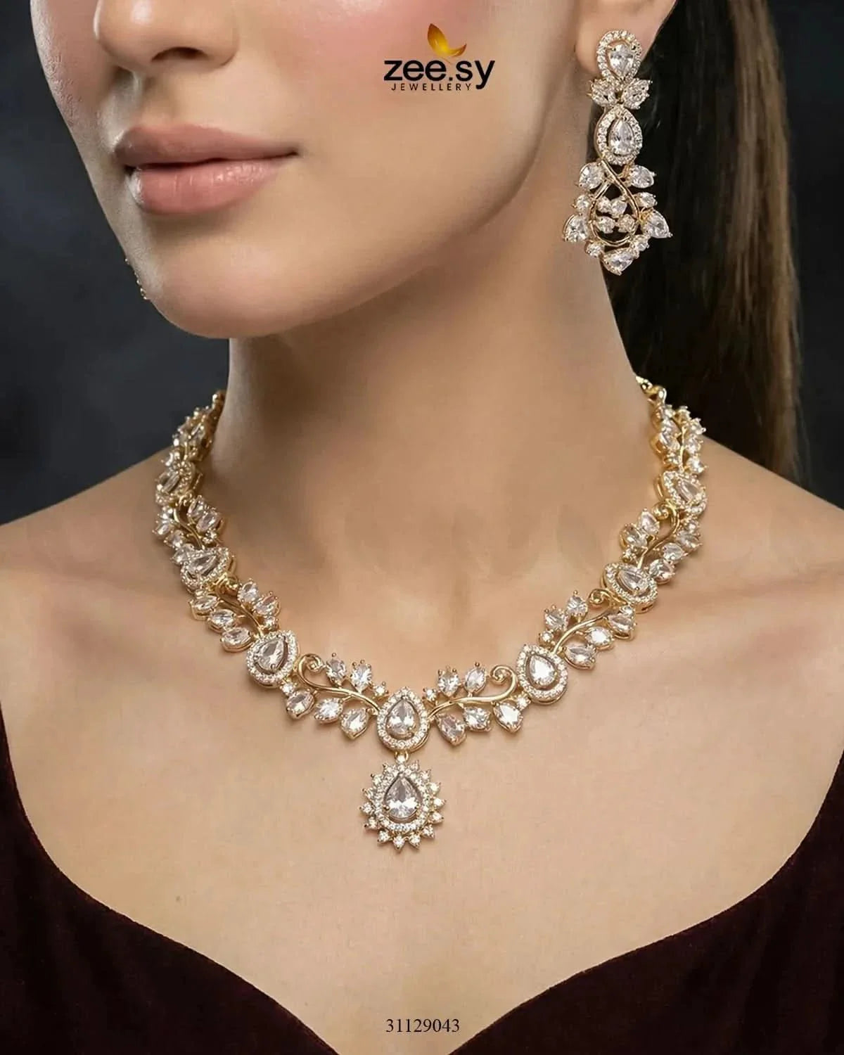 Golden Blossom Vine Necklace Set