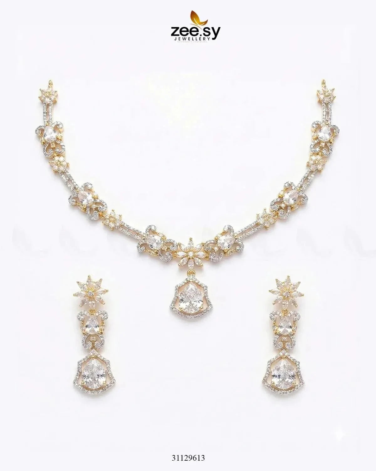 Golden Cocktail Stone Necklace Set