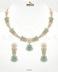Golden Cocktail Stone Necklace Set