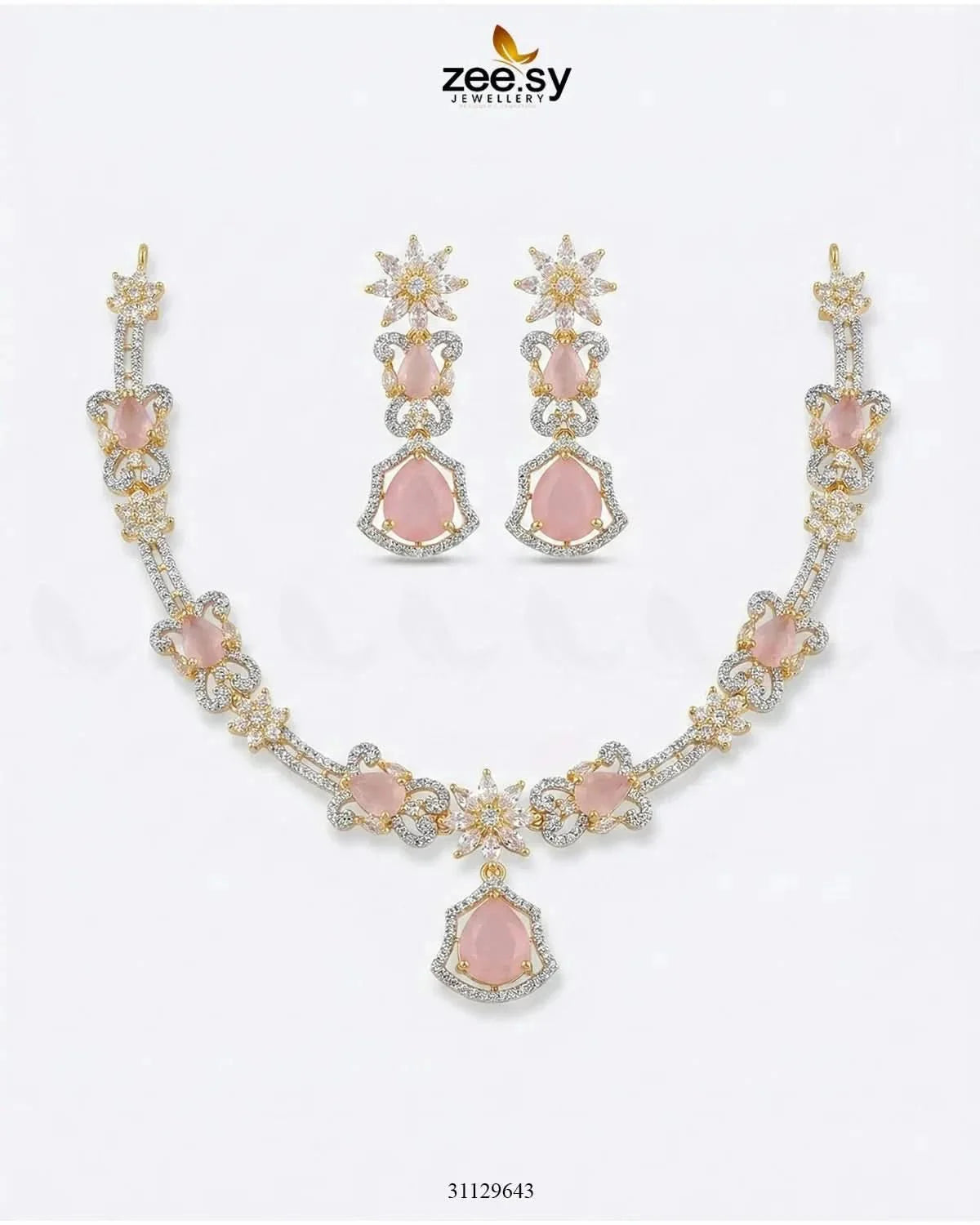Golden Cocktail Stone Necklace Set