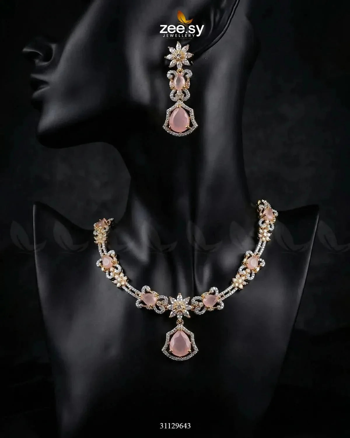 Golden Cocktail Stone Necklace Set