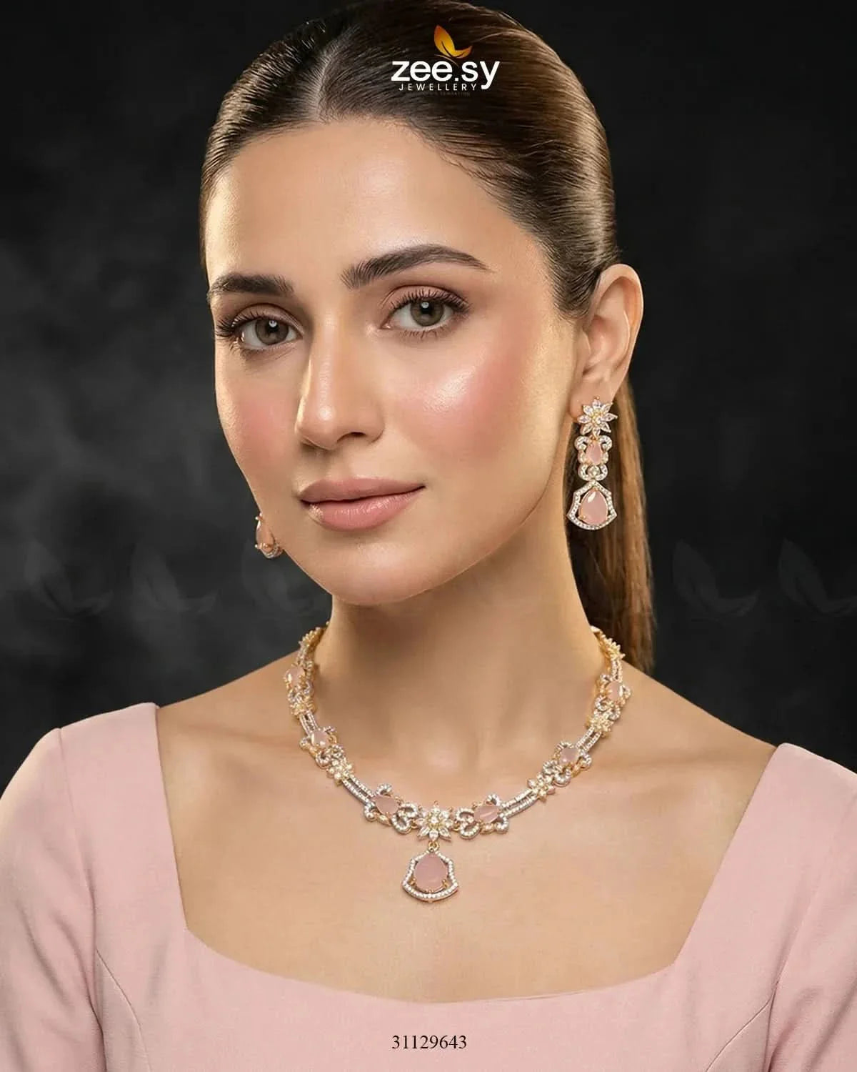 Golden Cocktail Stone Necklace Set