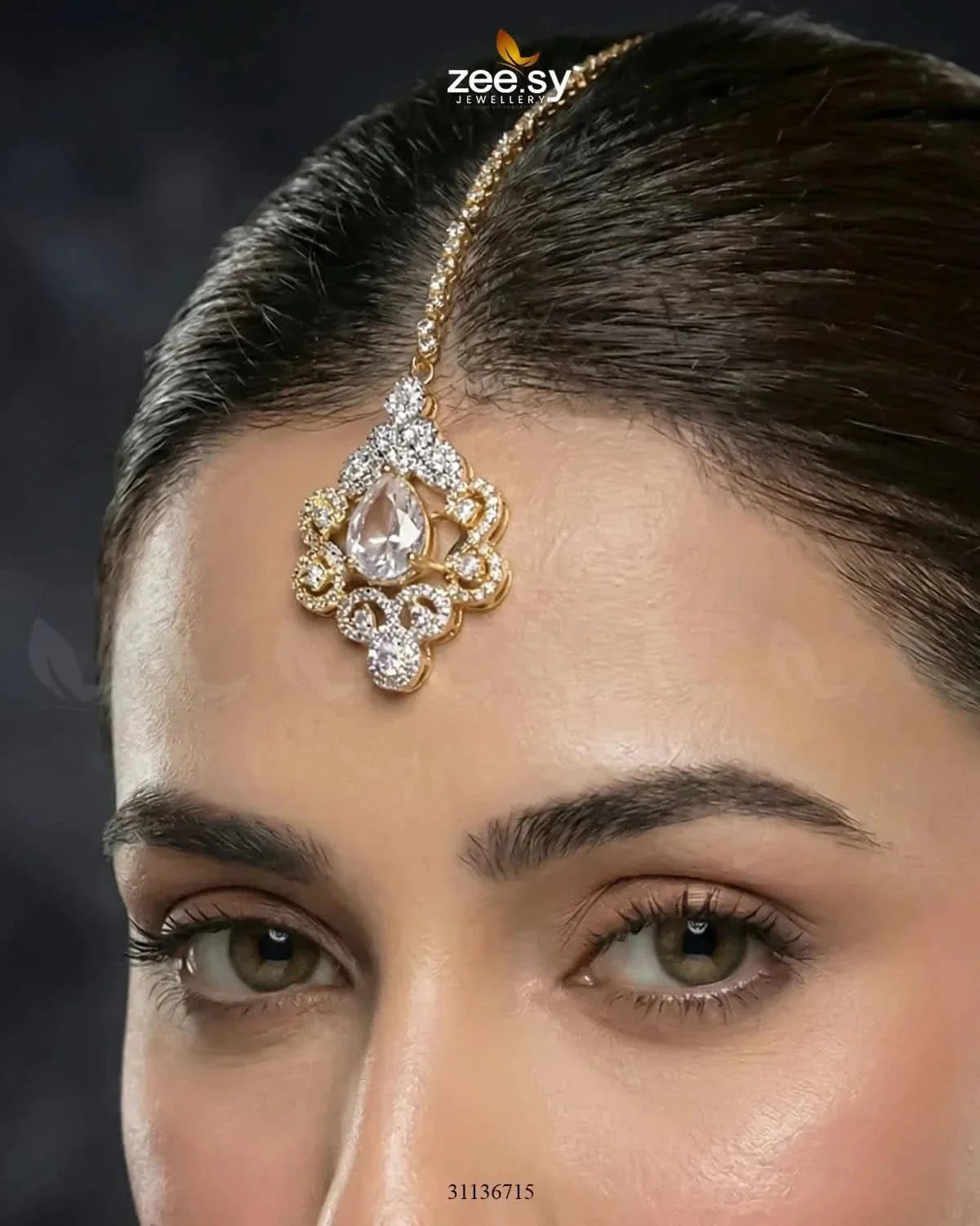 Golden Crystal Pave Necklace Set