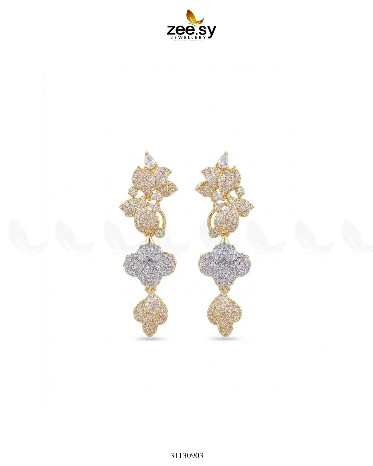Golden Flower Dangler Cluster Earrings