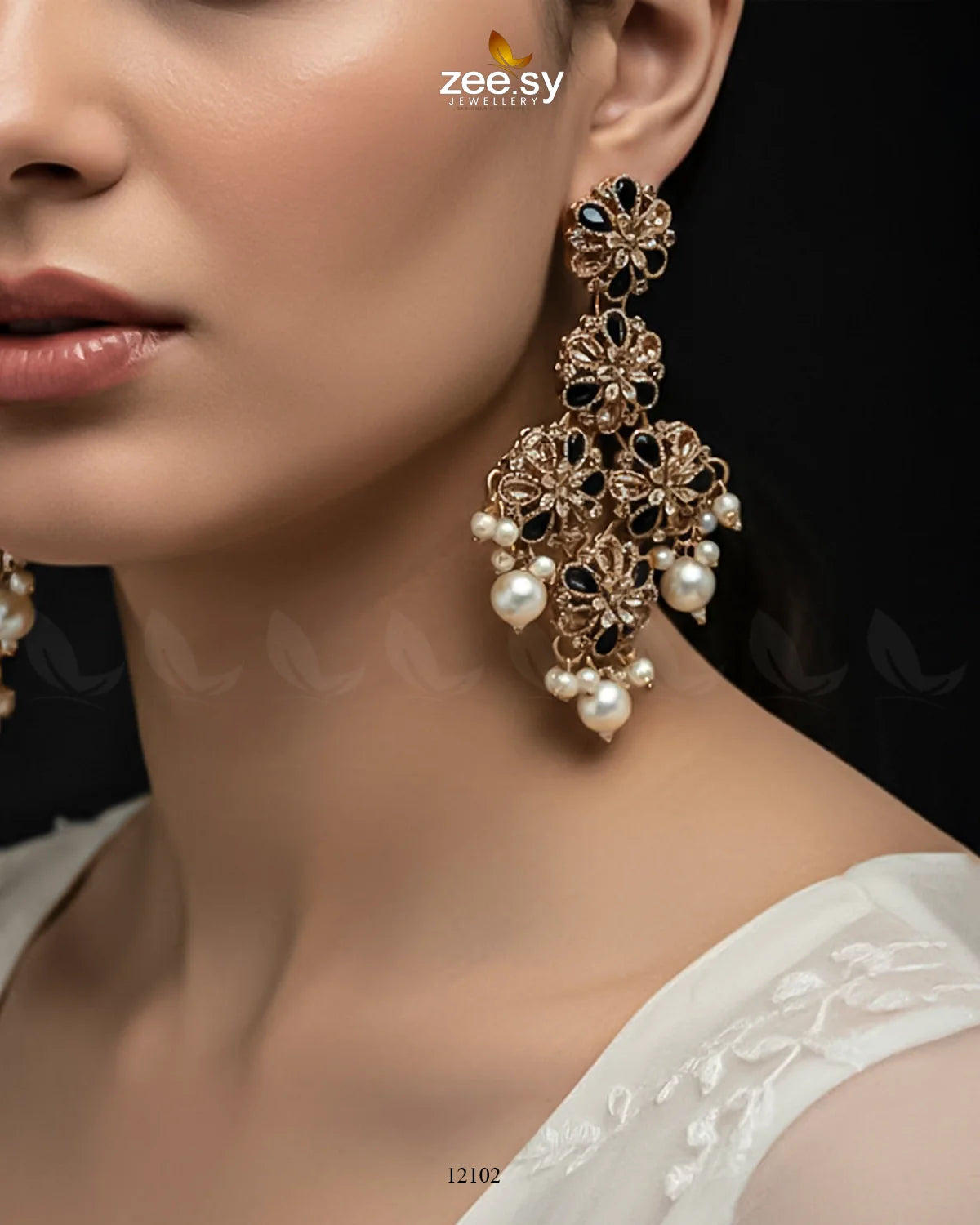 Golden Orchid Elegance Earrings - Zeesy Jewellery