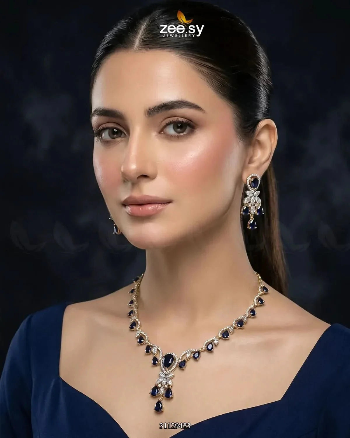 Golden Radiant Drop Necklace Set