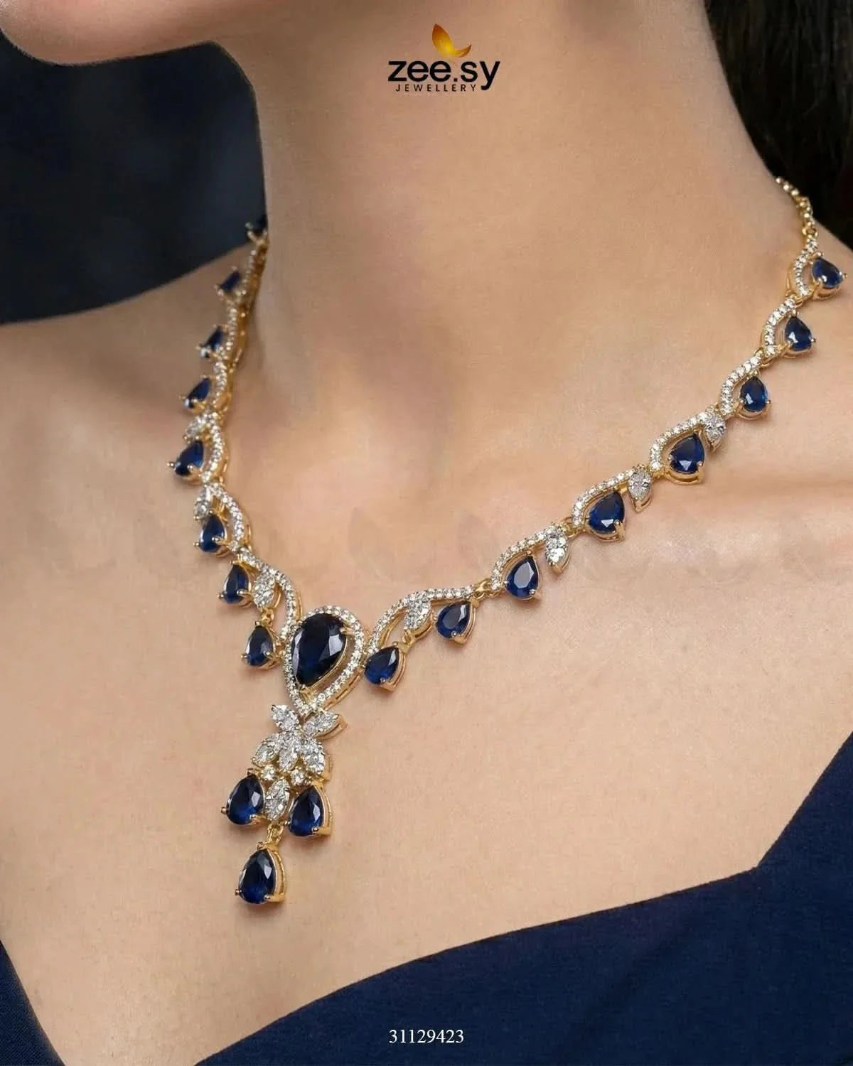 Golden Radiant Drop Necklace Set