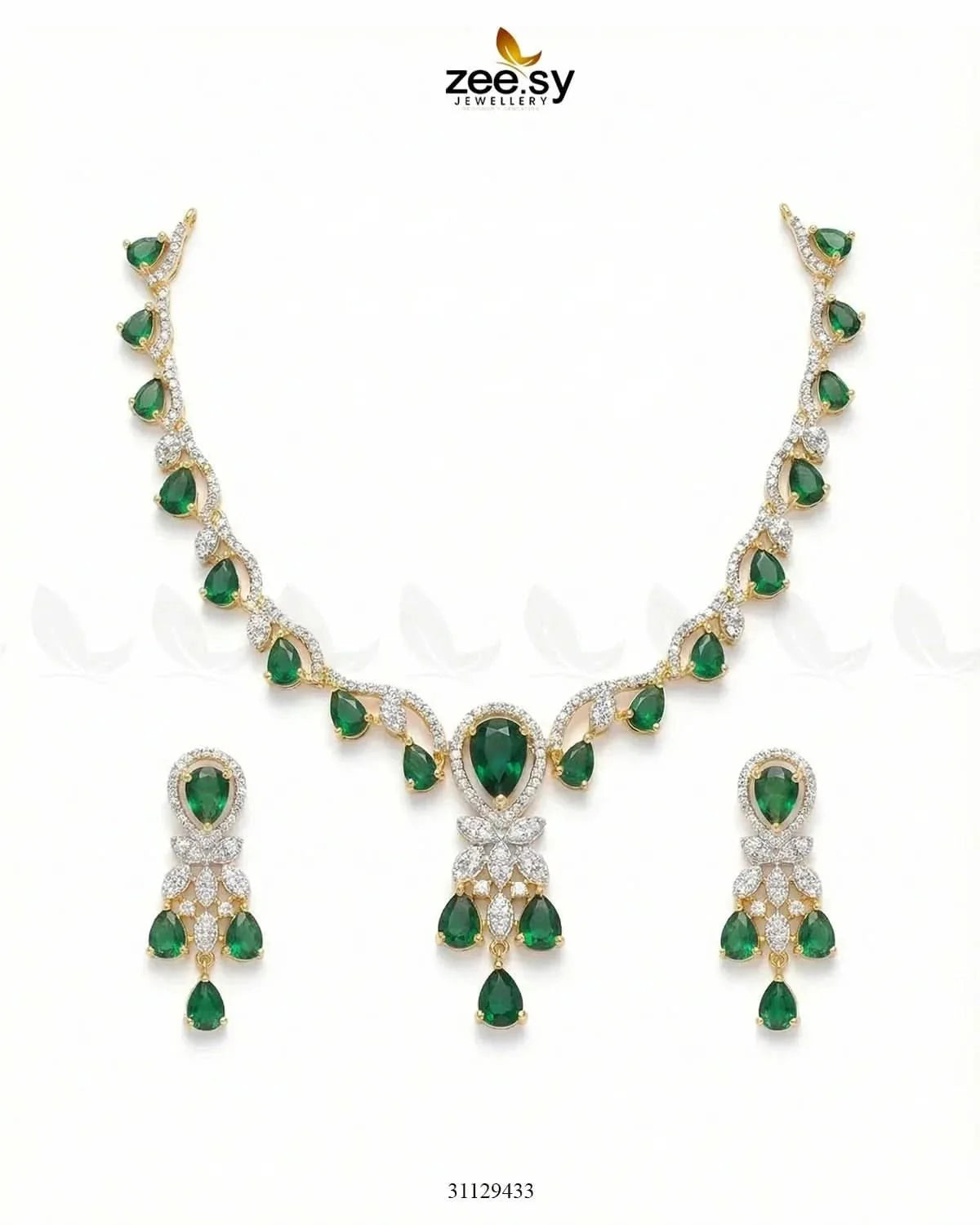 Golden Radiant Drop Necklace Set