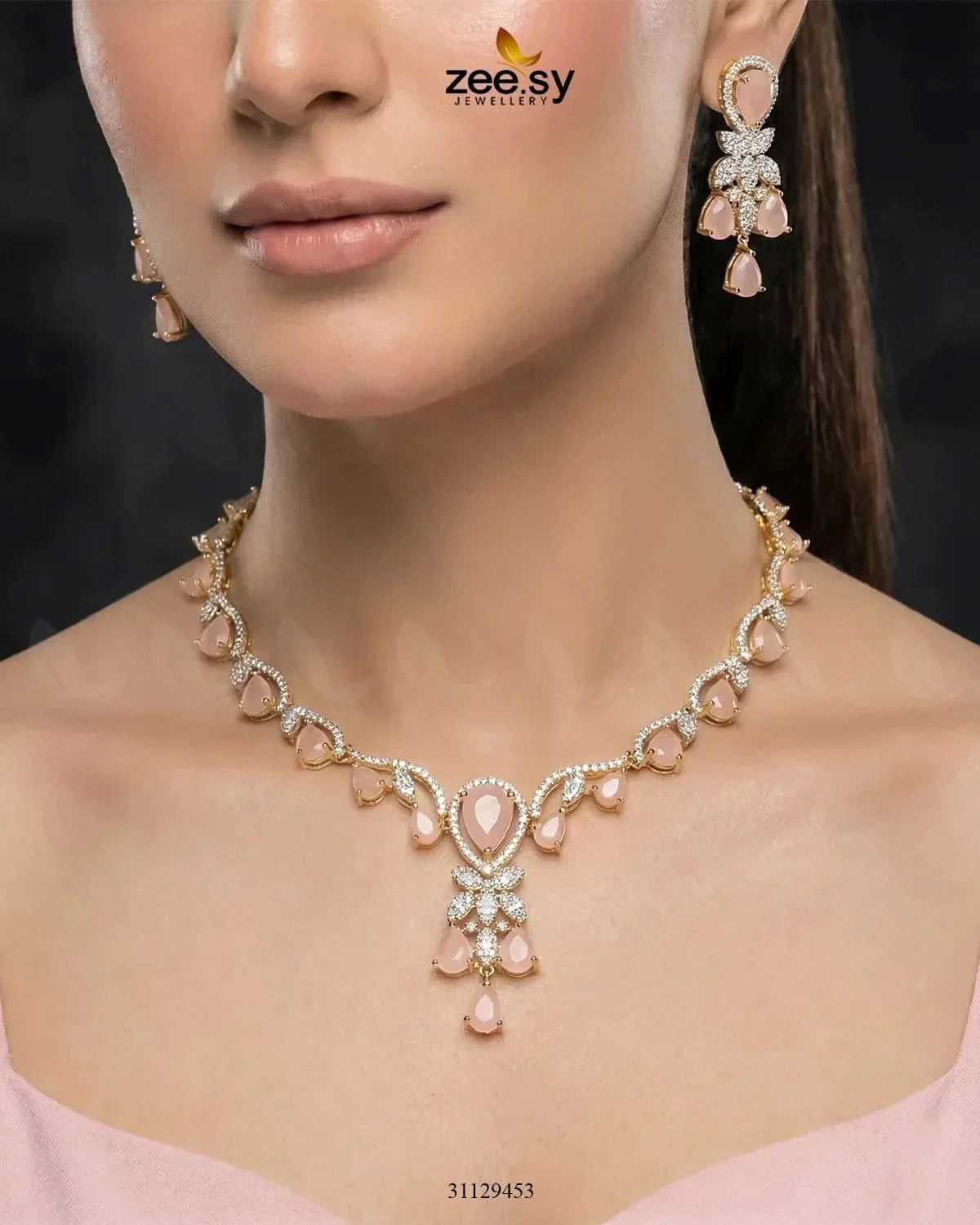 Golden Radiant Drop Necklace Set