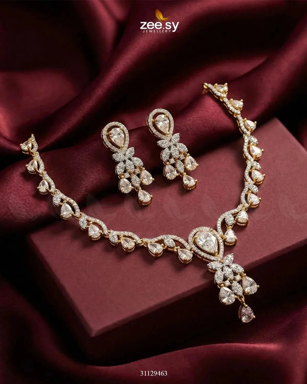 Golden Radiant Drop Necklace Set
