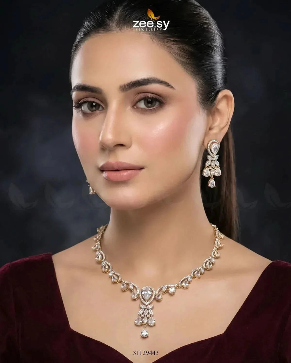 Golden Radiant Drop Necklace Set