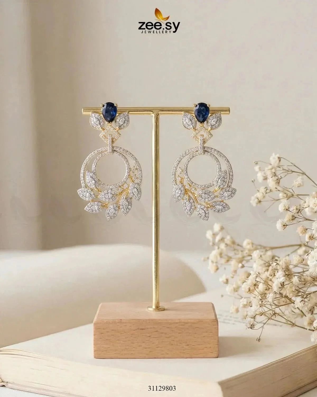 Golden Royal Round Zirconia Earrings